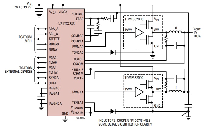 Applikations-Schaltungsdiagramm - Analog Devices Inc. LTC7883 DC/DC Abwärts-Spannungsmodusregler